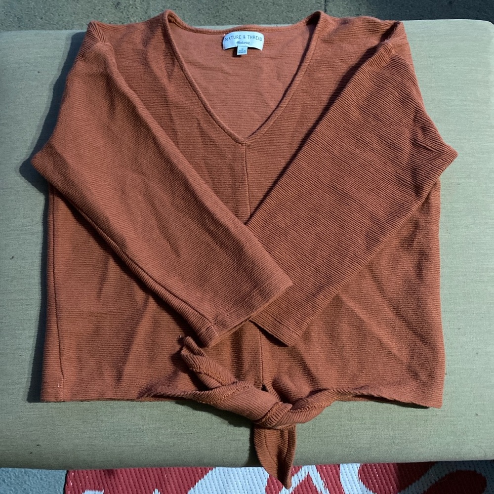 SOLD V-neck sweaters with a tie-front and 3/4 sleeve